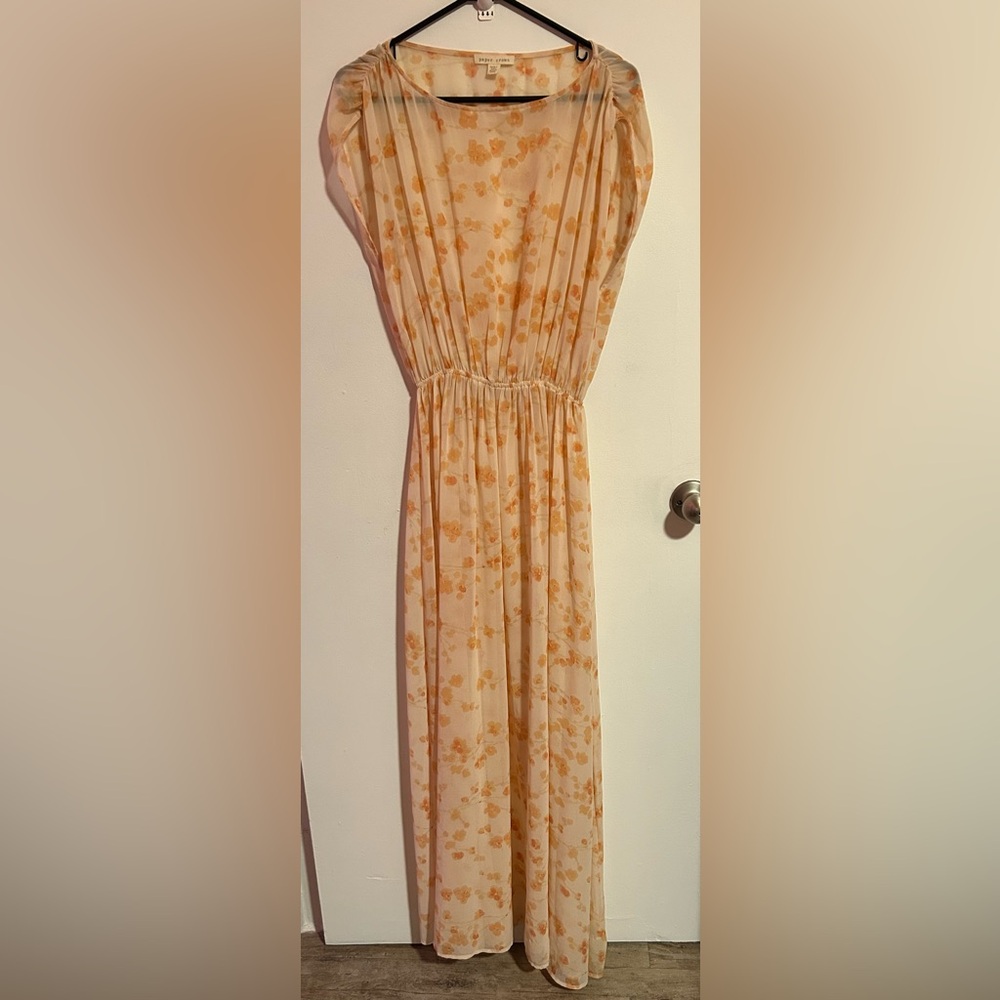 Paper Crown Sleeveless Sheer Floral Long Dress